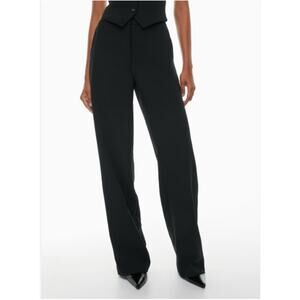 Wilfred Aritzia Alanya Pant Wide Leg High Waist Crepe Black Trousers Career 2